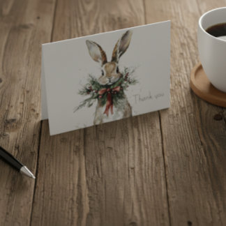 Woodland Bunny Christmas Thank You Card Dankeskarte