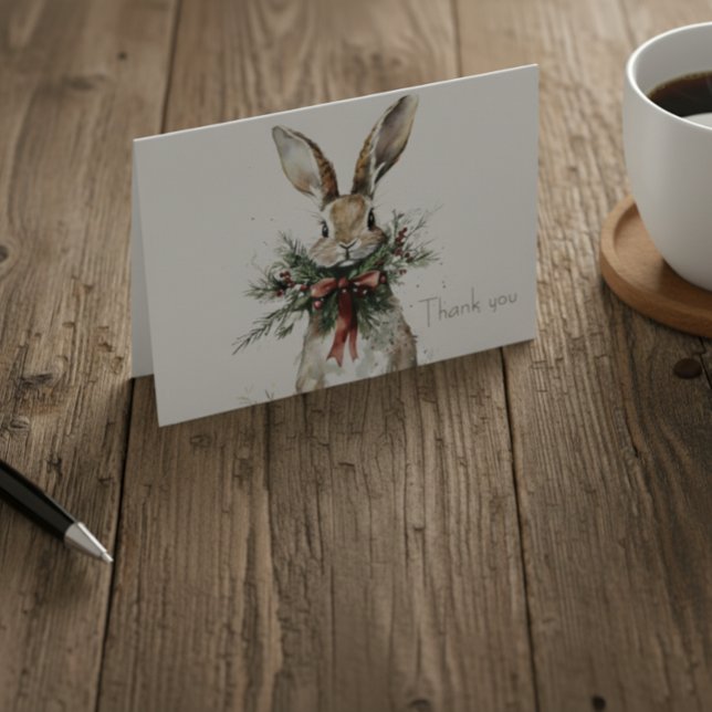 Woodland Bunny Christmas Thank You Card Dankeskarte (Von Creator hochgeladen)