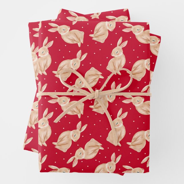 Woodland Bunny Christmas Wrapping Paper Geschenkpapier Set (Beispiel)