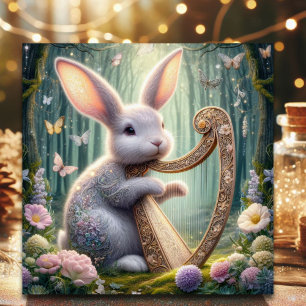 Woodland Bunny Floral Art Nouveau Oster Feiertagskarte