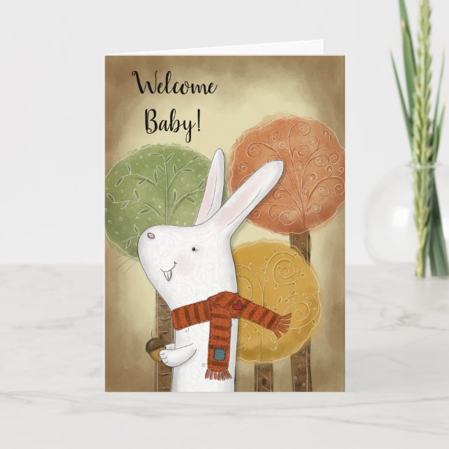 Woodland Bunny mit Acorn Karte (Vorderseite)