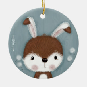 Woodland Bunny Portrait Keramikornament