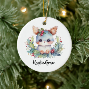 Woodland Bunny Rabbit Personalisiert Keramik Ornament