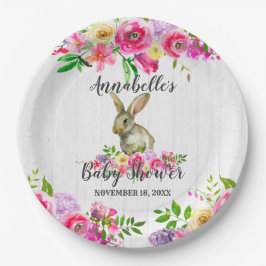 Woodland Bunny Rabbit Wasserfarbe Blumenbaby Showe Pappteller