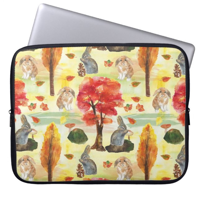 Woodland Bunny Rabbit Wasserfarbe Laptopschutzhülle (Vorderseite)