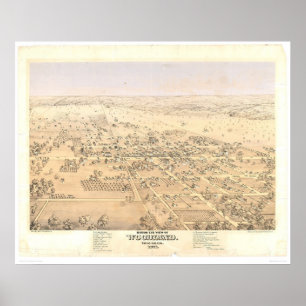 Woodland, CA. Panoramakarte (1874A) Poster