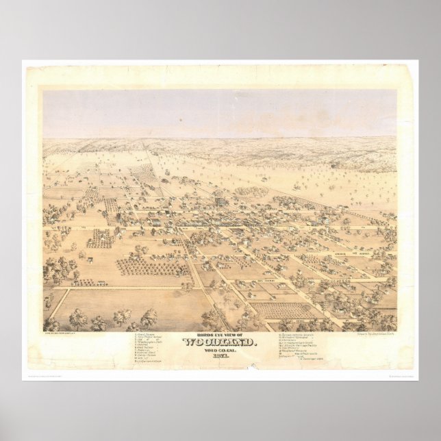 Woodland, CA. Panoramakarte (1874A) Poster (Vorne)