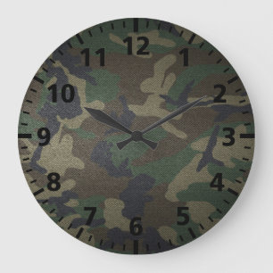 Woodland Camo Fabric Große Wanduhr