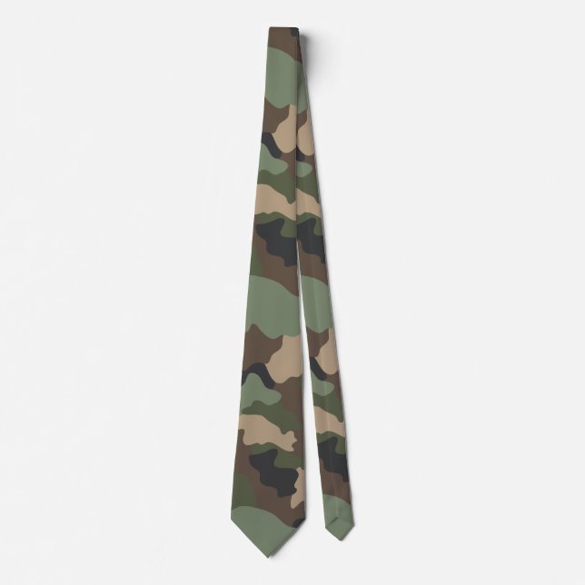 Woodland Camouflage Camouflage Khaki Green Tan Bla Krawatte (Vorderseite)
