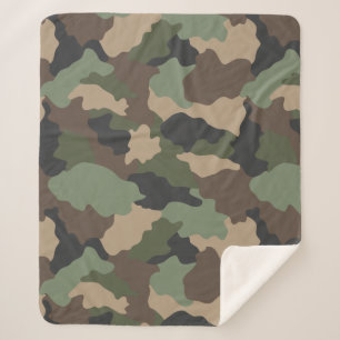 Woodland Camouflage Camouflage Khaki Green Tan Bla Sherpadecke