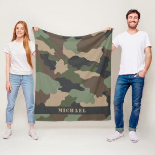 Woodland Camouflage Camouflage Military Khaki Mono Fleecedecke
