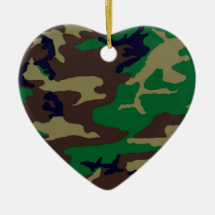 Woodland Camouflage Herz Keramikornament