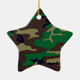 Woodland Camouflage Star Keramik Ornament