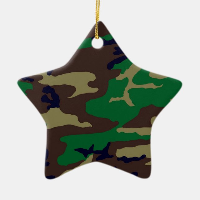 Woodland Camouflage Star Keramik Ornament (Vorne)