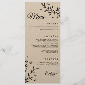 Woodland Charm Hochzeitmenü Menükarte
