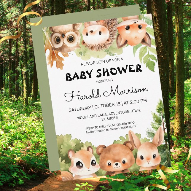Woodland Charming Forest Friends Kinderdusche Einladung (Woodland Charming Forest Friends Baby Shower Invitation)