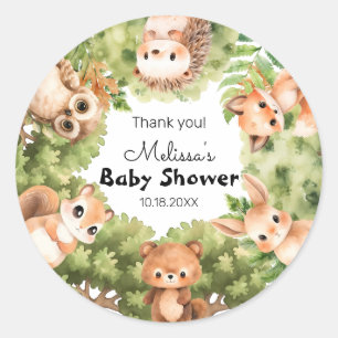 Woodland Charming Friends Kinderdusche Danke Runder Aufkleber