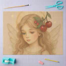 Woodland Christmas Angel with Cherries Seidenpapier