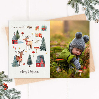 Woodland Christmas Photo Card Einladung