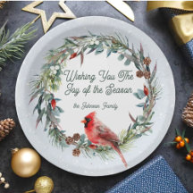 Woodland Christmas Wreath, Cardinal, Snowflakes