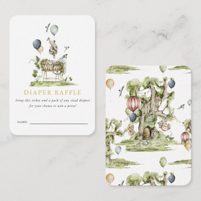 Woodland Circus Baby Dusche | Windelrumpf Begleitkarte (Vorne/Hinten)