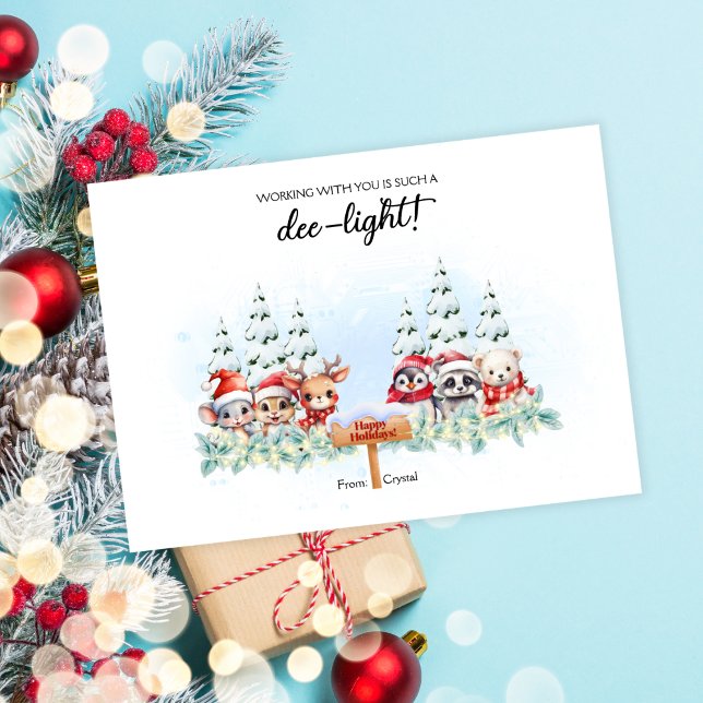 Woodland Co-Worker Holiday Card Einladung (A charming woodland winter-themed Christmas card that's perfect for your coworkers.)