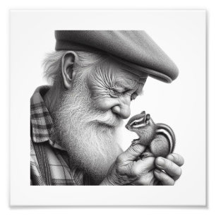 Woodland Companies Old Man mit Chipmunk Wall Art Fotodruck