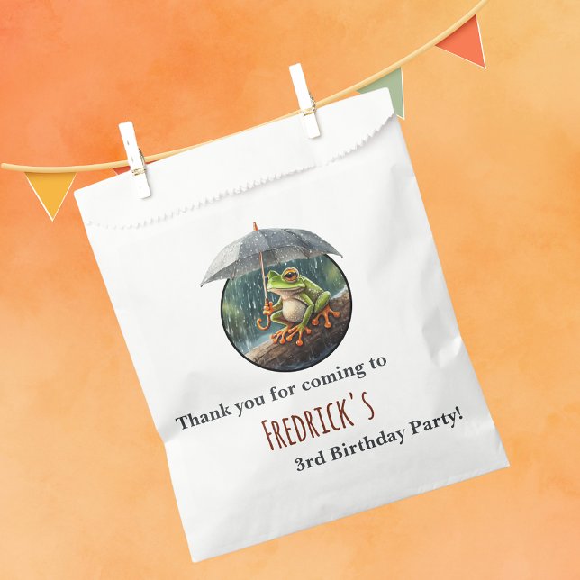Woodland Cottailcore Frosch Danke für die Geburtst Geschenktütchen (Whimsical Woodland Cottagecore Frog Birthday Party Custom personalized thanks birthday favor bag)