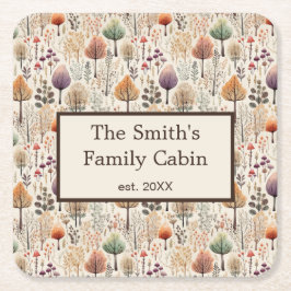 Woodland Cozy Cabin Family Gift Rechteckiger Pappuntersetzer