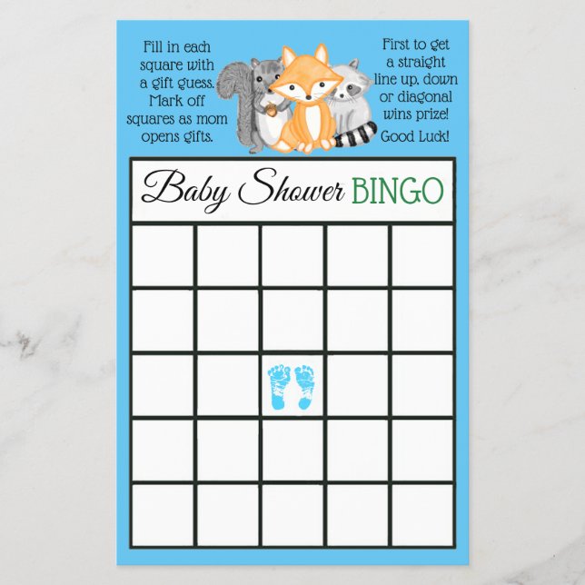 Woodland Creaturen themed baby shower games Flyer (Vorne)