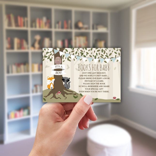 Woodland Creatures Baby Boy Book Request Begleitkarte (Von Creator hochgeladen)