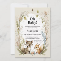 Woodland Creatures Baby Shooter Invite Watercolor