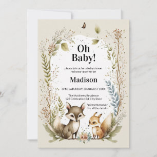 Woodland Creatures Baby Shooter Invite Watercolor Einladung