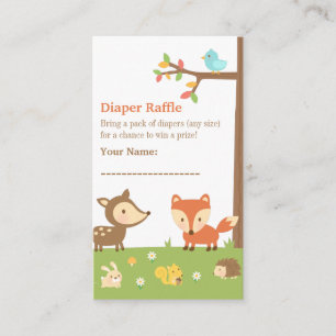 Woodland Creatures Baby Showdiaper Raffle Begleitkarte