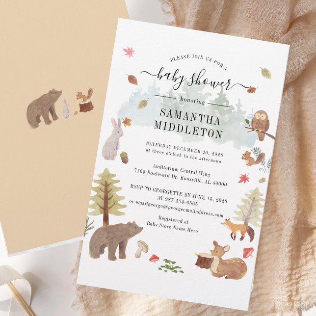 Woodland Creatures Baby Shower Einladung Briefpapier (Woodland Creatures Baby Shower Invitation Stationery)