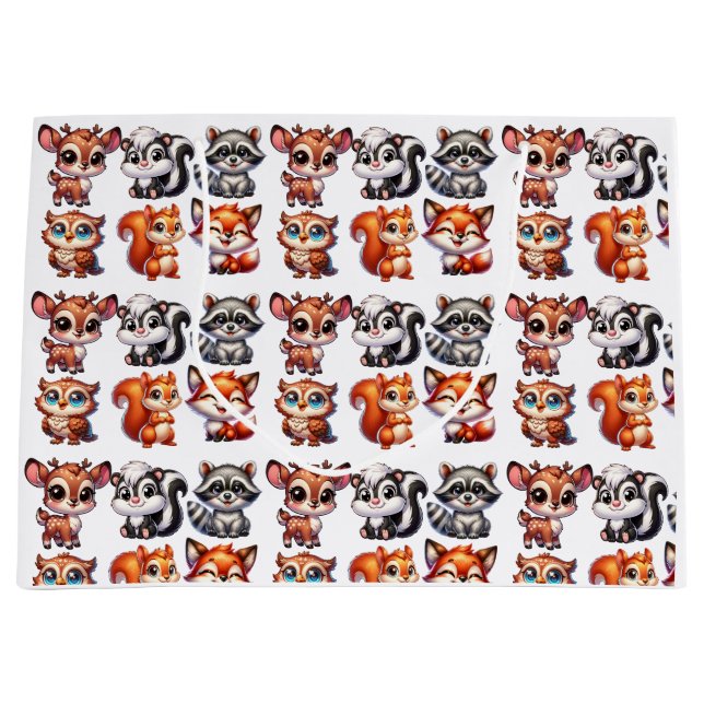 Woodland Creatures Boy's Baby Shower Große Geschenktüte (Vorderseite)