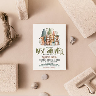 Woodland Creatures Forest Watercolor Babydusche Einladung