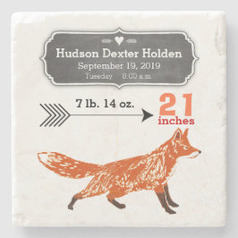 Woodland Creatures Fox Baby Stats Keepake halten Steinuntersetzer