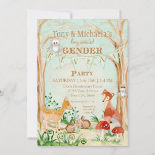 Woodland Creys Gender Reveal Deer Fox Owl Einladung