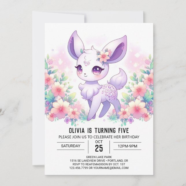 Woodland Custom Deh Digital Geburtstag Einladung (Vorderseite)