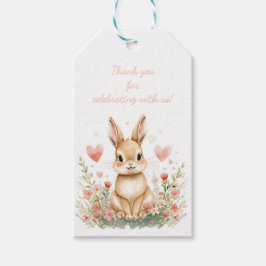 Woodland Cute Bunny Pink Hearts Pastel Floral Girl Geschenkanhänger