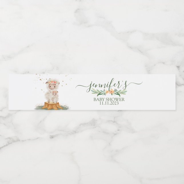 Woodland Cute Chic Sheep Wasserflaschenetikett (Einzelnes Label)