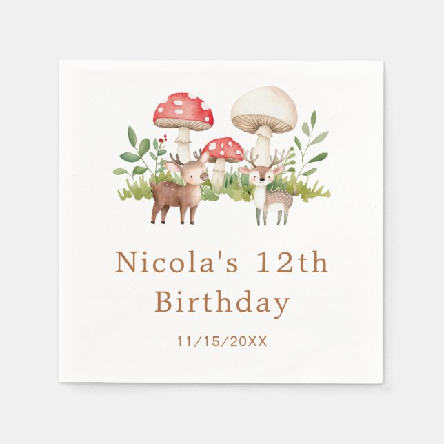 Woodland Dee Birthday Party Serviette (Vorderseite)