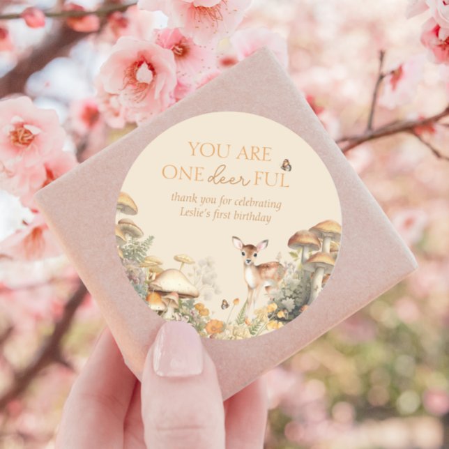 Woodland Dee First Birthday Vielen Dank Runder Aufkleber (Von Creator hochgeladen)