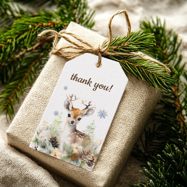 Woodland Deer Animal Baby Dusche Vielen Dank Geschenkanhänger (Woodland Deer Animal Baby Shower Thank You Gift Tags)