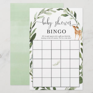 Woodland Deer Baby Duschbingo Grüne