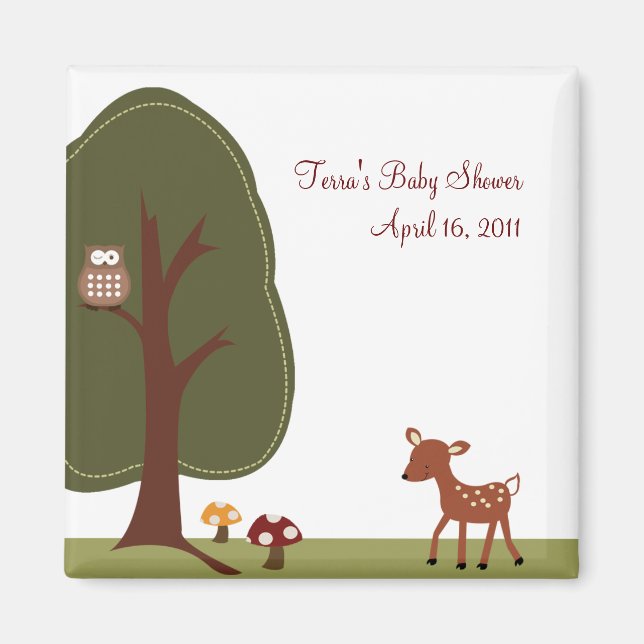 WOODLAND DEER Baby Dusche Fevor Magnet (Vorne)