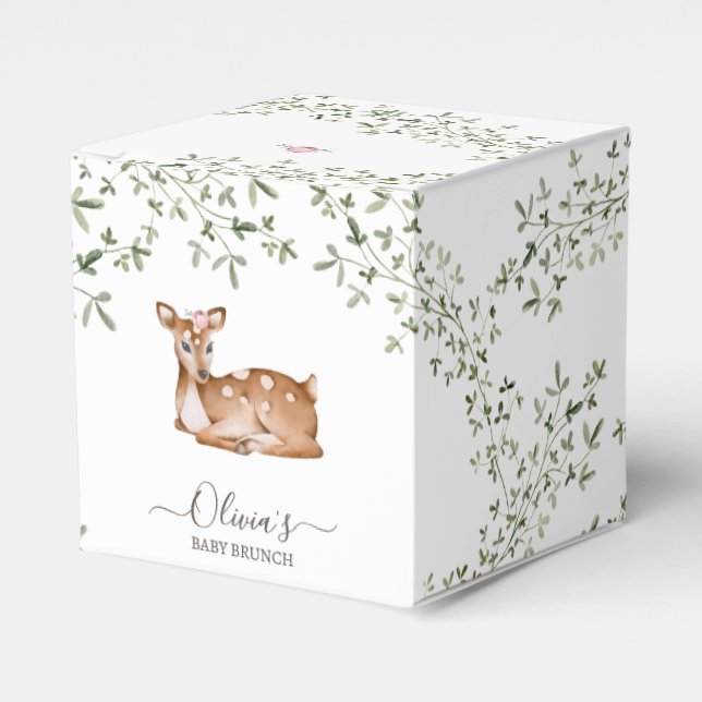 Woodland Deer Baby Dusche Geschenkschachtel (Vorderseite)