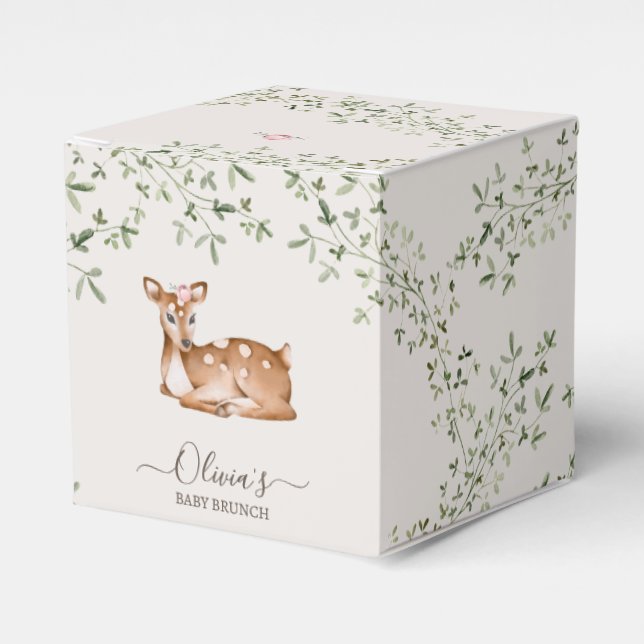 Woodland Deer Baby Dusche Geschenkschachtel (Vorderseite)