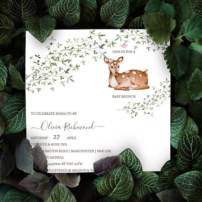 Woodland Deer Baby Dusche Magneteinladung (Von Creator hochgeladen)